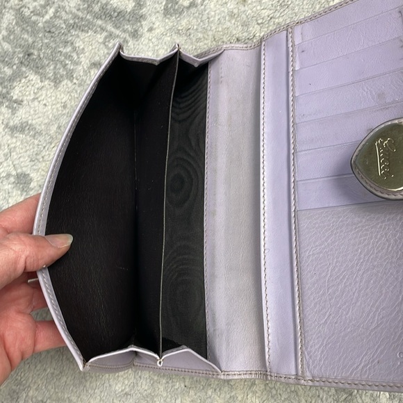 Gucci Monogram GG Long Wallet Double Sided Tan Lilac Heart Clasp - Picture 13 of 17